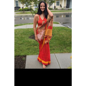 Elegant Orange Soft Silk Saree